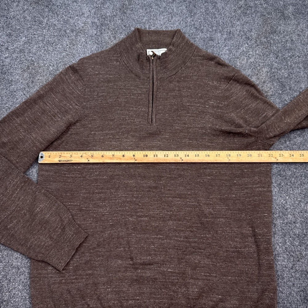 Jos A Bank 1/4 Zip Pullover Knit Sweater Mens Size XL Coffee Brown Mock Neck - Picture 10 of 12
